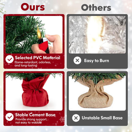 Dreamade Tabletop Battery Operated Small Fir Xmas Tree with Warm White LED Lights