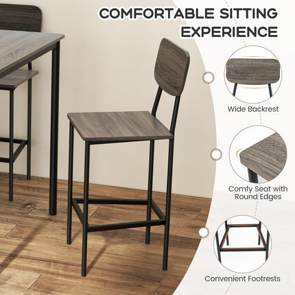 Dreamade 5-Piece Dining Table Set W/Counter Height Table & 4 Bar Stools