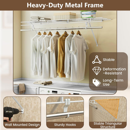 Dreamade 4 ft x 12” Metal Wire Storage Shelf & Clothes Rod Organizer