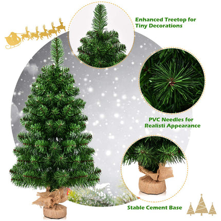 DREAMADE 3 FT Entryway Artificial Christmas Tree with 96 Branch Tips, Stable Cement Base