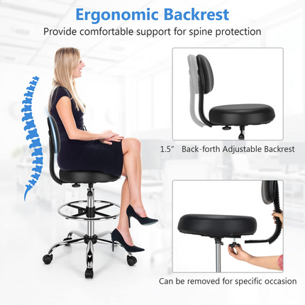 Dreamade PU Leather Drafting Chair, Tall Office Chair