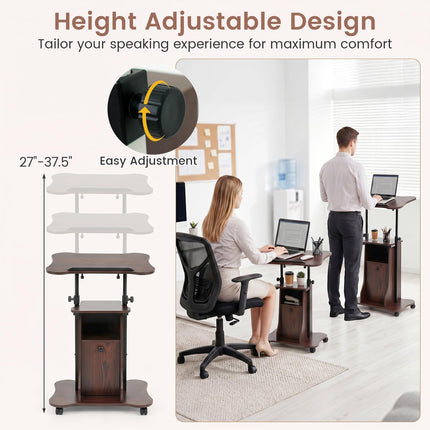Dreamade Mobile Podium Stand | Height Adjustable Laptop Computer Cart w/Tilting Top (1/2)