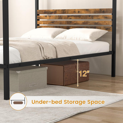 Dreamade Queen/Full/Twin Size Metal Canopy Bed Frame