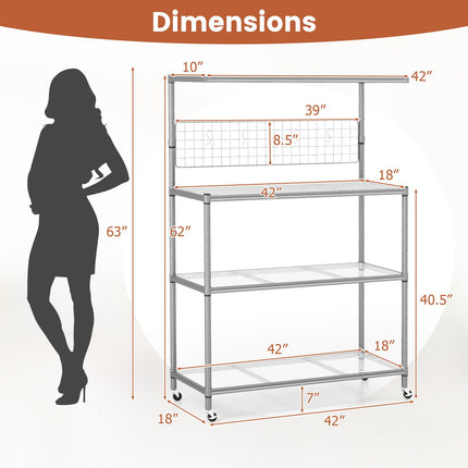 Dreamade 4-Tier Microwave Stand, Microwave Cart with Adjustable Shelves