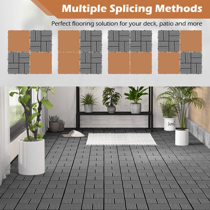 Dreamade 18/36 PCS Interlocking Deck Tiles - 12" x 12" Composite Decking Boards Waterproof All Weather