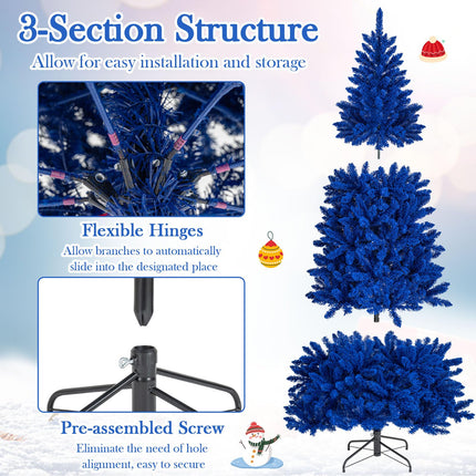 Dreamade 7 FT Pre-Lit Royal Blue Snow Flocked Christmas Tree with 340 LED Lights