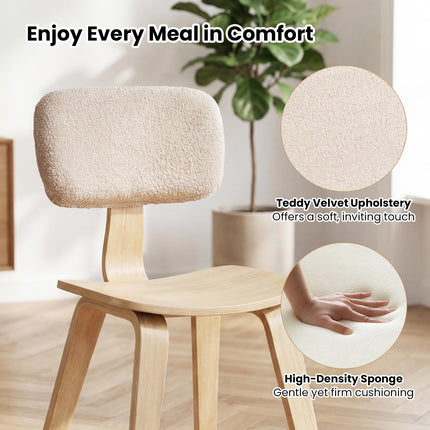 Dreamade Dining Chairs Set of 4/2 Teddy Velvet Padded Backrest & Ergonomic Seat