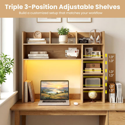 Dreamade 35.5" Desktop Bookshelf with LED Lights