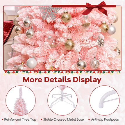 Dreamade 6ft Pink Slim Pencil Christmas Tree, Artificial Unlit Skinny Xmas Full Tree with 460 Branch Tips