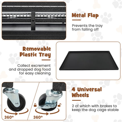 Dreamade Heavy Duty Dog Crate, Escape Proof Metal Dog Cage with Double Door