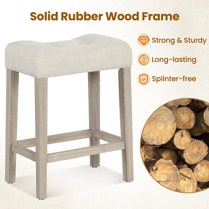 Dreamade 24" Bar Stools Set of 2/4, Upholstered Counter Height Saddle Bar Stools
