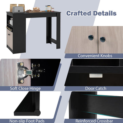Dreamade Counter Height Bar Table with Storage Cabinet