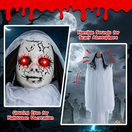 DREAMADE 6.4 FT Sound Activated Halloween Hanging Girl