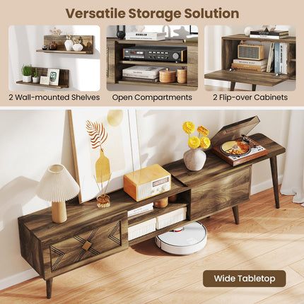 Dreamade 85 Inch TV Stand and 2 Floating Shelves Set