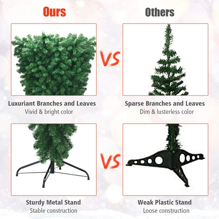 Dreamade 7FT Upside Down Tree, Artificial Christmas Tree with Metal Stand - DreamadeUS