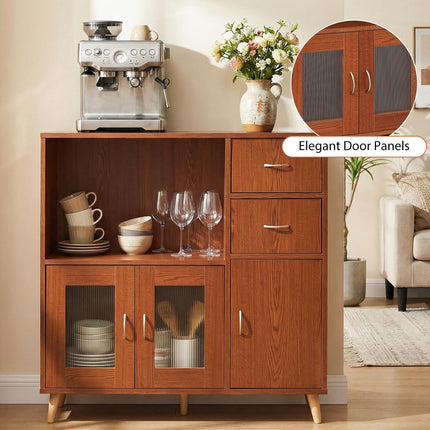 Dreamade 36 Inch Sideboard Buffet Cabinet with Open Compartment