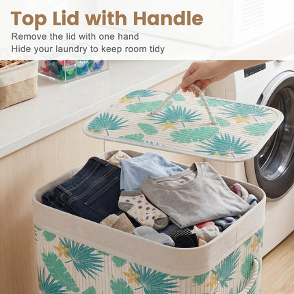 Dreamade 19 Gal Bamboo Laundry Hamper w/Removable Liner & Portable Handles