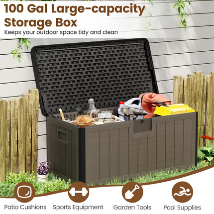 Dreamade 100 Gallon Deck Box, Waterproof Resin Box with Lockable Lid