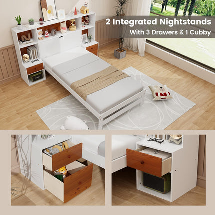 Dreamade Twin Bed Frames with Headboard and Drawer
