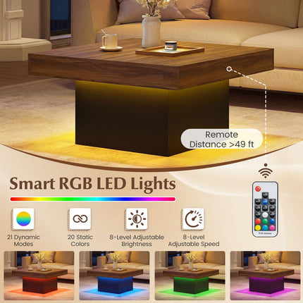 Dreamade LED Coffee Table with Remote for Living Room