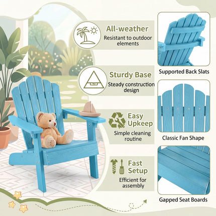 Dreamade Kids Adirondack Chair, All-Weather HIPS Children's Outdoor Chair with Tilted High Backrest