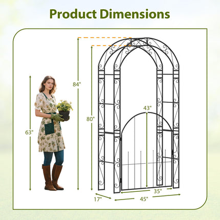 Dreamade 84'' Garden Arbor with Gate for Backyard Lawn