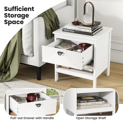 Dreamade Modern Nightstand with Drawer for Bedroom Small Place