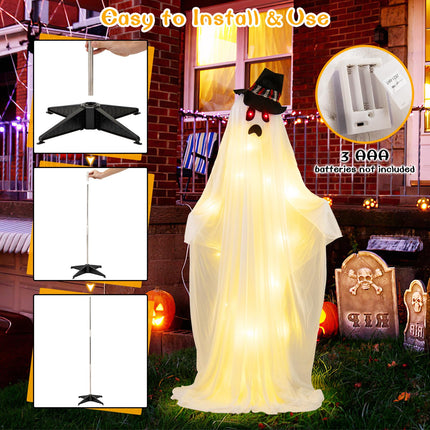 Dreamade Halloween Light Up Family Ghosts, 4 PCS LED Glowing Halloween Ghosts