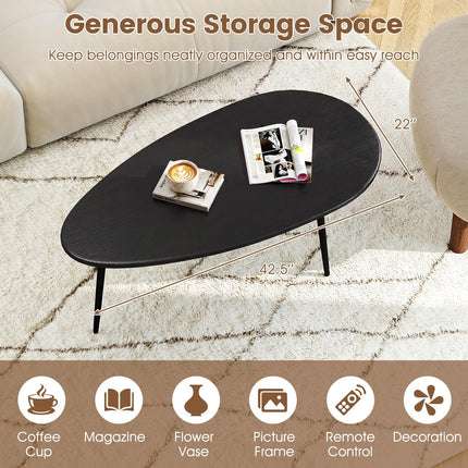 Dreamade Oval Coffee Table | Mid Century Modern Center Table with Sturdy Metal Frame and Compact Design
