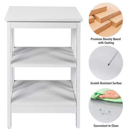 Dreamade Nightstand 3-Tier Sofa Side Table W/Reinforced Bars and Stable Structure