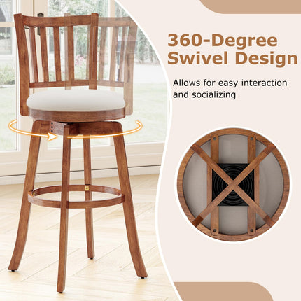 Dreamade 30.5" Swivel Bar Stools Set of 2/4 with Rubber Wood Legs & Footrest & Upholstered Seat