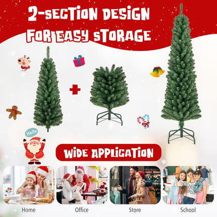 Dreamade Pre-Lit Slim Pencil Christmas Tree Slender Holiday Tree for Home Office Decoration