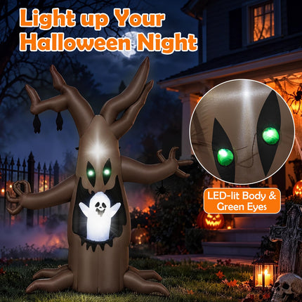 DREAMADE 8 FT Halloween Inflatable Dead Tree Animated Spooky Ghost Tree
