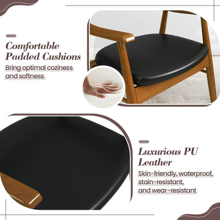 Dreamade Wooden Dining Chairs Set of 2/4, PU Leather Upholstered Kitchen Chairs w/Padded Seat & Back