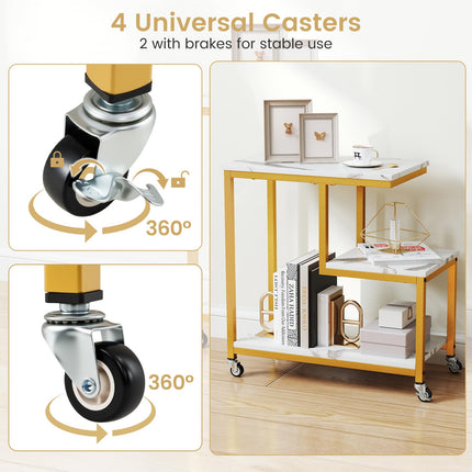 Dreamade 3 Tier Side Table with Wheels for Living Room Bedroom Office