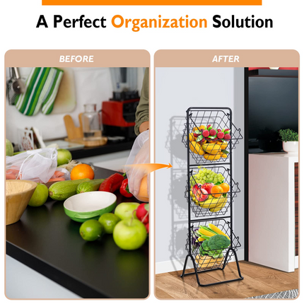 Dreamade 3-Tier Wire Basket Stand