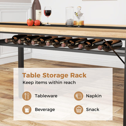 Dreamade 71" Dining Table for 6-8 People with Heavy-Duty Metal Frame Storage Rack