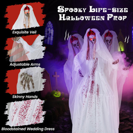 DREAMADE 7.2 FT Sound Activated Halloween Animatronic Standing Bride
