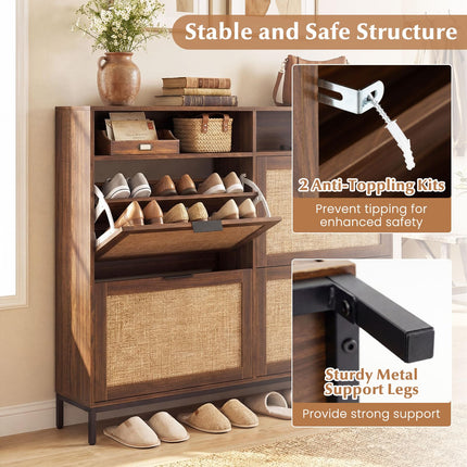 Dreamade Large Shoe Storage Cabinet w/ 4 Flip Drawers