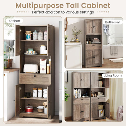 Dreamade 67.5" Tall Floor Storage Cabinet w/4 Doors & 1 Drawer