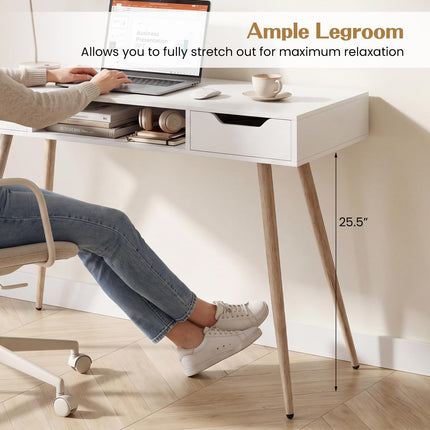 Dreamade 42.5" Minimalist Mid Century Modern Vanity Writing Desk with Open Storage Cubby