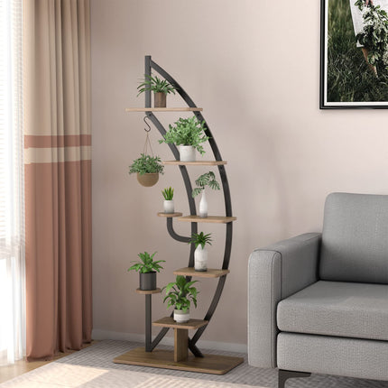Dreamade 6 Tier Metal Plant Stand Indoor, 61" Half Moon Plant Shelf