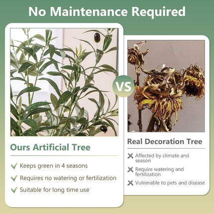 Dreamade 4.5ft Artificial Olive Tree, Tall Fake Potted Olive Silk Tree with Realistic Fruits, 2 Pack