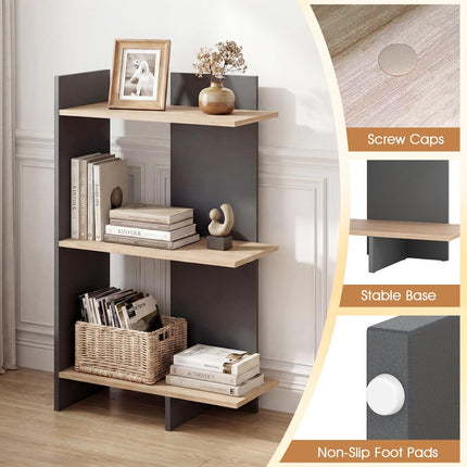 Dreamade 3-Tier Wooden Free Standing Open Storage Bookshelf with Anti-Tipping Kit