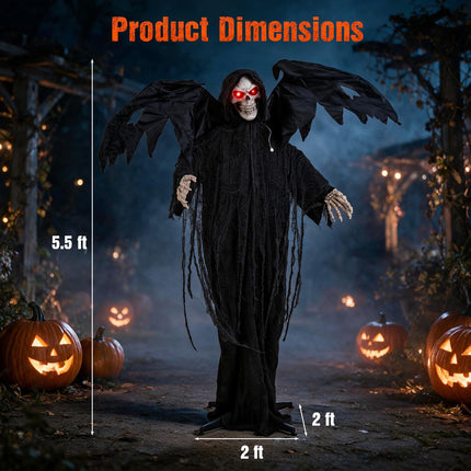 DREAMADE 5.5 FT Halloween Standing Grim Reaper with Red Eyes