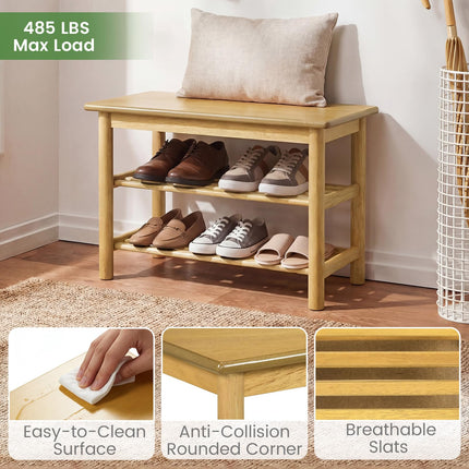 Dreamade 3-Tier Entryway Shoe Rack Bench with Slat Shelves (12 x 24 x 17 Inches)