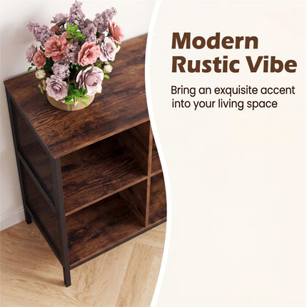 Dreamade Industrial Accent 42" Wide Bookcase with 6 Cubes