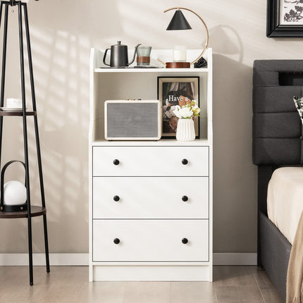 Dreamade 3 Drawers Dresser for Bedroom - Modern Storage Dresser Chest of Drawers with 2 Shelves, 3 Pull-Out Drawers