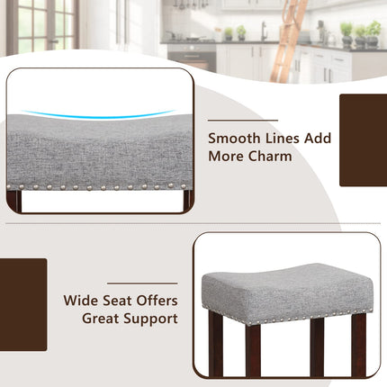 Dreamade 29.5" Bar Height Bar Stools Set of 4 - Backless Saddle Barstools with Nailhead Linen Foam Seat