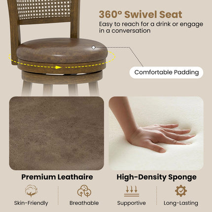 Dreamade 25" Swivel Bar Stools Set of 2/4 with Footrest & Rubber Wood Frame